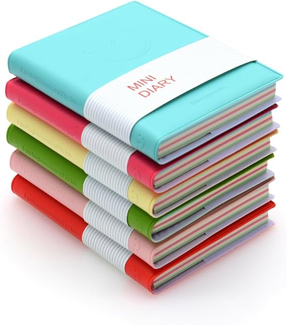 6 Pcs Pocket Notebook Hardback Journal Notepad Mini Portable Diary Memo with PU Leather Case Blank Pages 10.5 x 8cm/ 4.1 x 3inch, 100 Sheets (6 Colors)