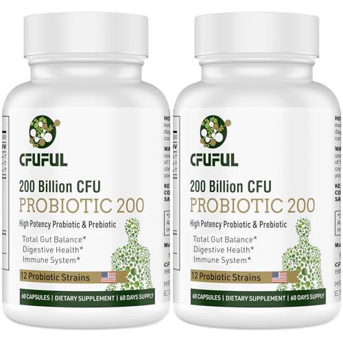 Probiotics for Women and Men - 200 Billion CFU 12 Strains Probiotic for Digestive Immune & Gut Health, with Organic Prebiotic Shelf Stable Probiotic Supplement for Bloating 120 Capsules