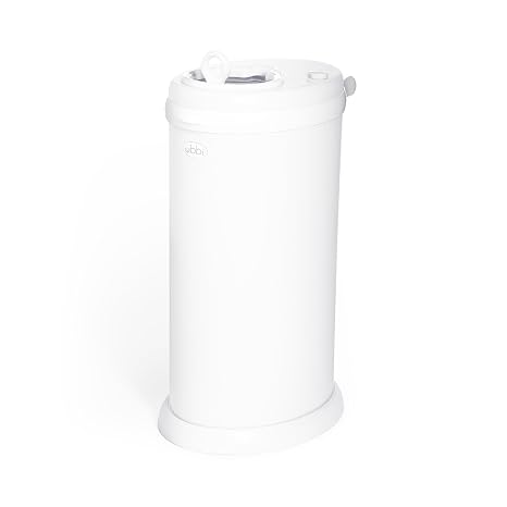 Ubbi Stainless Steel Diaper Pail, No Special Bags, Odor-Locking, White | Award-Winning Registry Must-Have, Childproof Safety Lid with Lock, Holds Up To 55 Newborn Diapers, Modern Nursery Essential