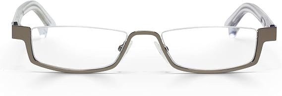 eyebobs Peek Performer Unisex Premium Readers, Shiny Gunmetal Front with Clear Crystal Temples, 1.75 Magnification