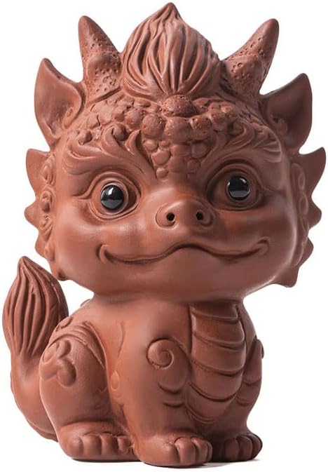 Chinese Zisha Dragon Tea Pet, Ceramic Tea Pet, Handmade Purple Clay Tea Pet for Kung Fu Tea Tray, Tea Pet Decorate Kungfu Tea Tray Accessories (B)