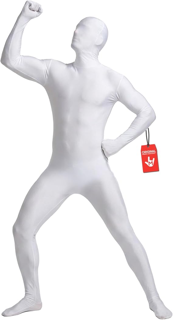 Morphsuit Full Body Costume - White, XXL | Original Bodysuit for Adults &amp; Kids | Super Stretch Suit Great for DIY Party Outfit | Halloween, Cosplay, Fancy Dress | For Men &amp; Women | Full-Body White Morphsuit Included, Second-Skin Fit, 4-Way Stretch, Zip Closure, Perfect for Halloween, Great for Cosplay