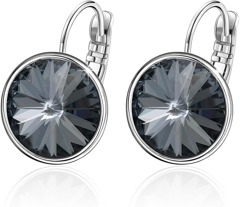 XUPING Crystal Earrings for Women Gorgeous Fashion Round Austrian Gemstone Hoop Leverback Drop Earring Sparkling Jewelry Party Gifts