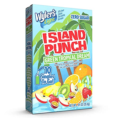 Wylers Island Punch Green Tropical Dream Zero Sugar Singles to Go 1 CT
