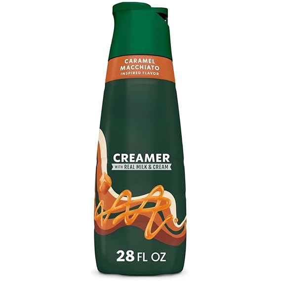 Caramel Macchiato Coffee Creamer, 28 oz Bottle, Sweet & Creamy Caramel Flavor for Hot or Iced Coffee, Flavored Liquid Coffee Creamer for Smooth Indulgent Taste