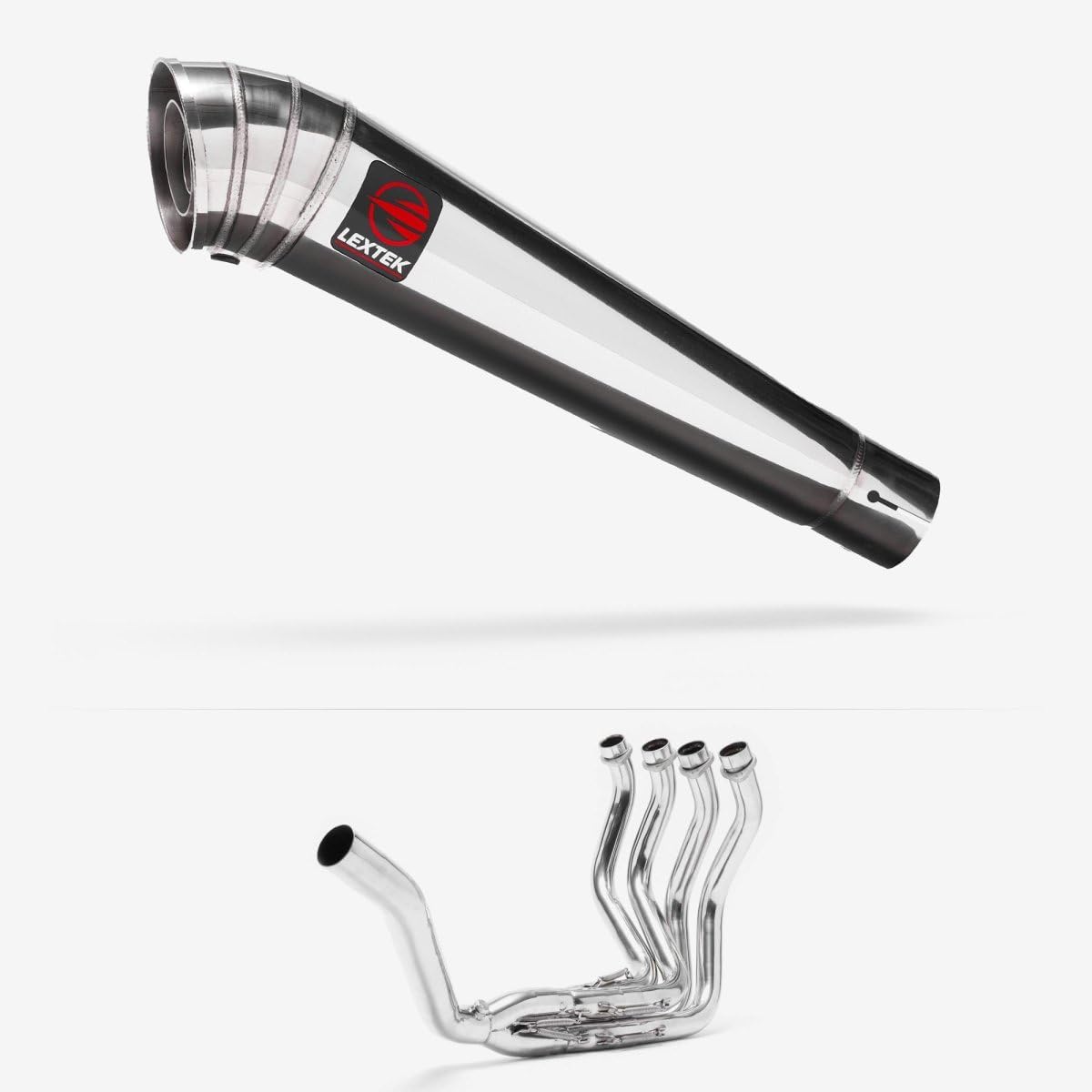 Lextek Stainless Steel Polished MP4 300mm Single Sided Exhaust System compatible with Honda CBR1100XX Blackbird 97-99
