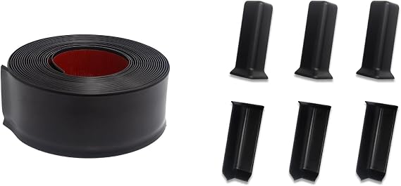 COUKIU Self Adhesive 6 Inch x 60 Feet Baseboard Molding Trim(S152) and 6inch(Width) 3 Inner + 3 Outer Corners(Black)