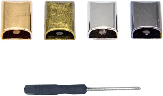 Tutuxio 60 Set Zipper Stoppers, 4 Colors Zinc Alloy Zipper Ends Rectangle Pull Top Stoppers Tail Clip Replacement with Screw for Sewing DIY Craft Sewing Bags Purses Luggage