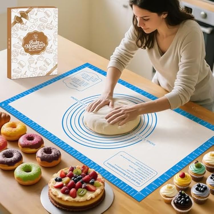 Non Stick Silicone Pastry Mat, Macaron Silicone Baking Mat for Making Pizza Cookie Bread,Pie Crust Oven Liner, Mat Non-Slip Fondant Mat Extra Large 32 x 24