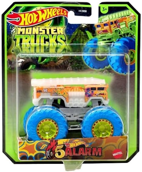 Hot Wheels Monster Trucks Glow in The Dark 1:64 Scale Trucks 5 Alarm
