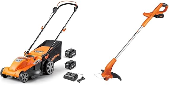 LawnMaster CLMF4817E 48V MAX* Brushless Mower with 2X24V MAX* 4.0Ah Battery and a Dual Charger & Worx String Trimmer Cordless & Edger 20V 10" - 12" Weed Trimmer PowerShare WG154
