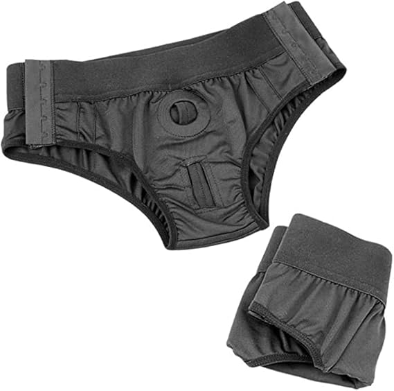 Unisex Underwear Harness Wearable Strapless Harnesses panties V1-Black
