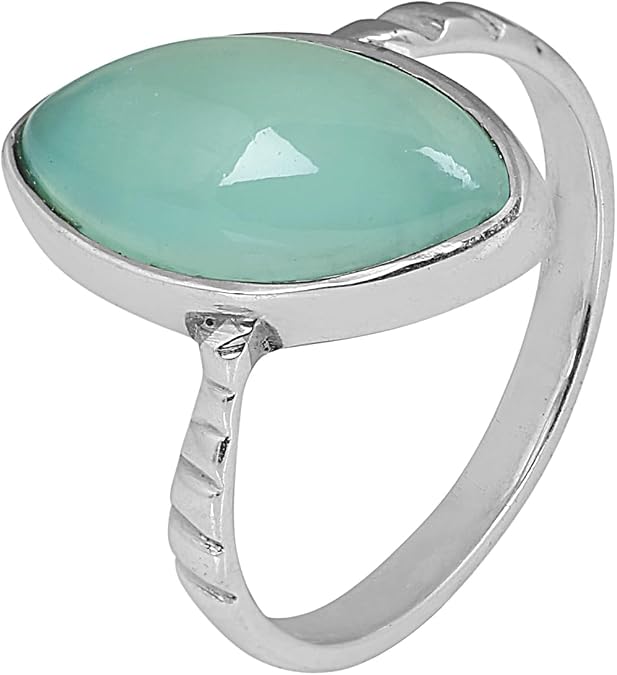 Marquise Ring Sterling Silver 925 Ring For Womens Aqua Chalcedony Ring Sterling Silver Engagement Ring Marquise Gemstone Ring
