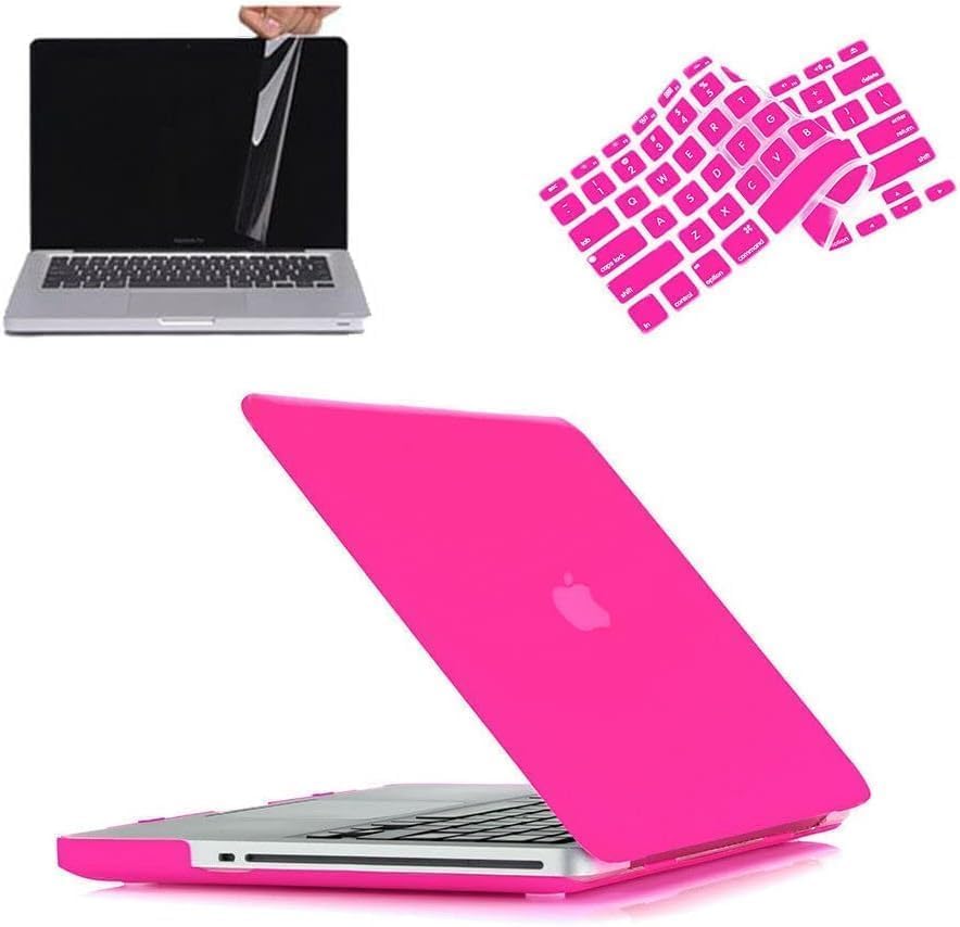 RUBAN for MacBook Pro 13 Inch case A1278 Release 2012-2008, Plastic Hard Shell Case with Keyboard & Screen Cover for Old Pro 13 with CD-ROM Rose Pink, for MacBook Pro 13 with CD-ROM A1278
