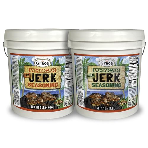 Grace Jamaican Mild Jerk Seasoning 9lb Tub and Hot Jerk Seasoning 9lb Tub