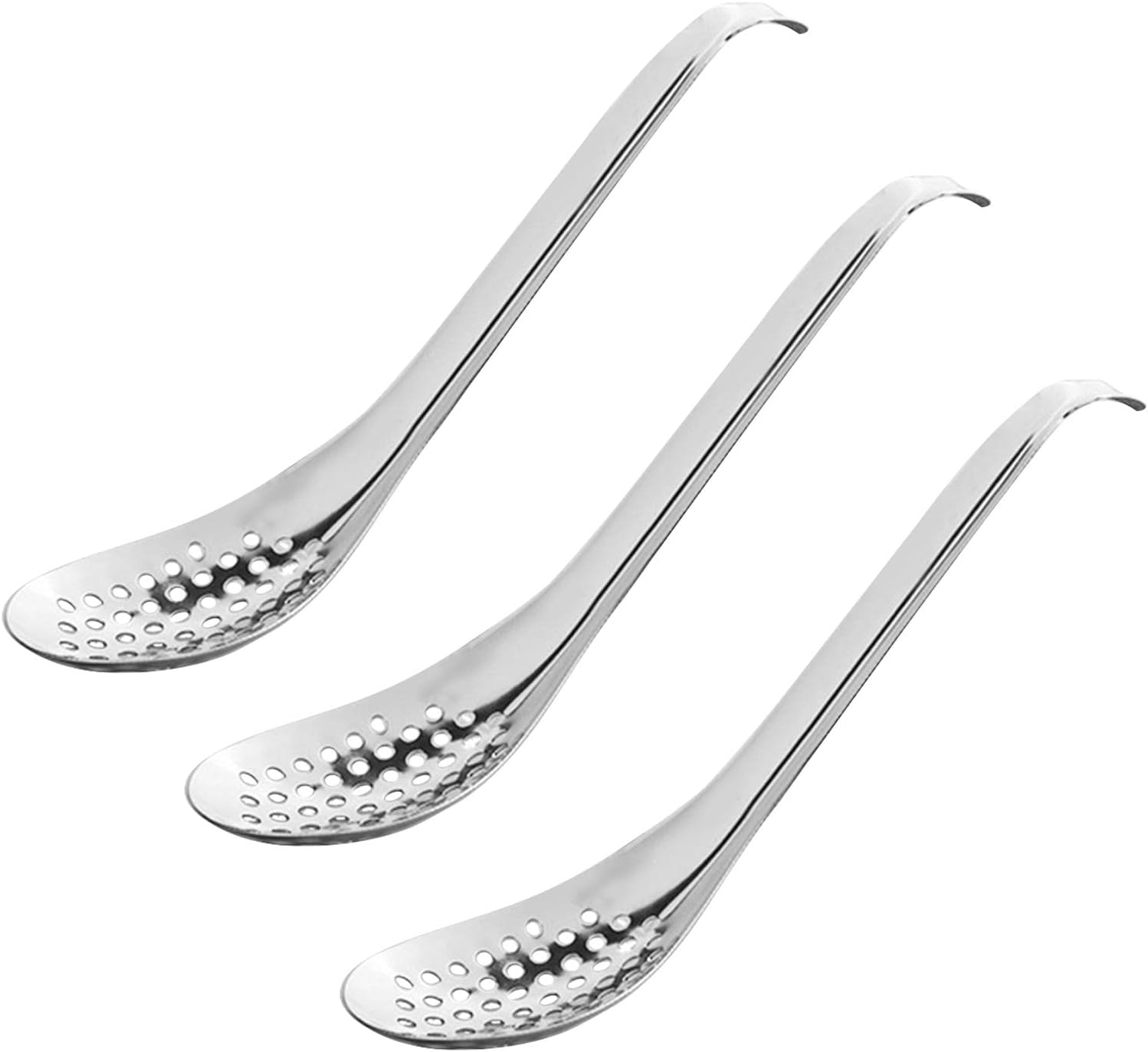 Caviar Spoon, Stainless Steel Spherification Spoon, Cooking Gadgets, Small Slotted Spoons to Take Out Olives Capers, for Caviar, Egg Whites and Yolks Separated,KitchenSilver-3Pcs