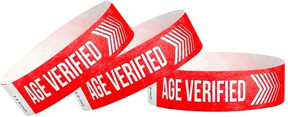 500 WristCo Red Age Verified Tyvek Wristbands for Events - Comfortable Tear Resistant Paper Bracelets ID Wrist Bands for Concerts Festivals Admission Party Identification