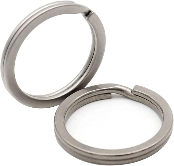 Titanium Flat Key Ring for Key Carabiner, Quick Release EDC Split Rings for keychains Heavy Duty(2-Pack Kit-M)