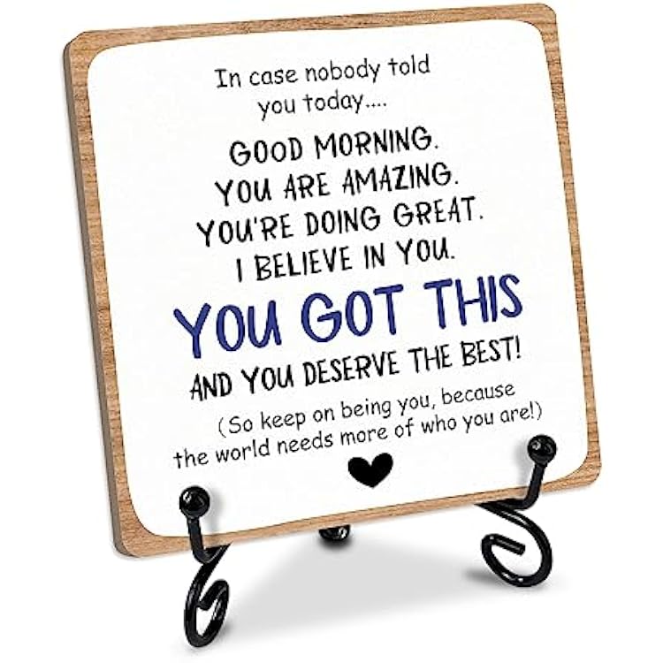 Inspirational Wooden Table Signs, 4 x 4 x 0.2 Inch Desk Decor Wood Plaque With Stand, I believe in you, you got this, Unique Gift Idea for Women Men Family School Teen Friend Coworker Home Office-11
