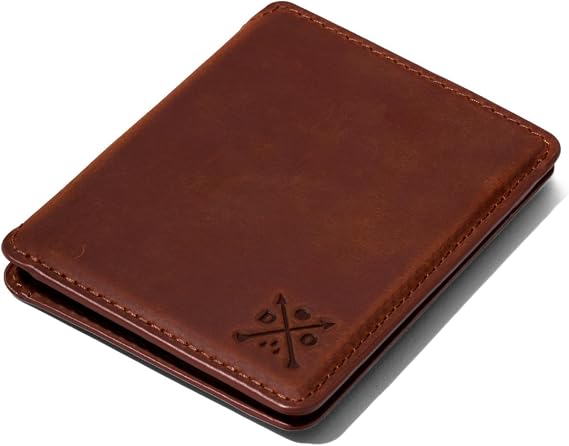 CLOUD Wallet Slim Minimalist Magnetic Closure, Lightweight Design, Quick Access Pull Tab - Top Grain Leather Front Pocket Wallet (Brown)