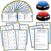 Family Feud Game for Adults and Kids with 2 Buzzers, Fun Trivia Quiz Card Game for Family Game Night, Holiday Gathering, Party & Team Building, Interactive Board Games for Group Activities