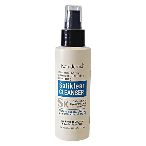 Salicylic Acid Face Cleanser Wash for Oily Skin with Hyaluronic Acid | Acne Pimples Blackhead Exfoliating Gentle Face Wash Facial Cleanser, Paraben Free, Made in USA 4 Fl Oz