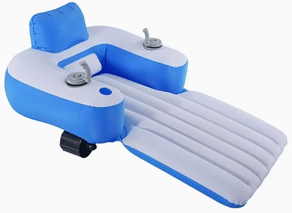 Motorized Inflatable Pool Float for Adults, Dual 66W Motor Rechargeable with Backrest & Cup Holder, Portable Electric Water Float for Pool Lake River Beach Summer