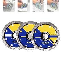 DYJAGYO Super Thin Ceramic Tile Cutting Discs, Diamond Cutting Wheel for Porcelain Tile Granite Marble, Dry & Wet Cutting Blade, No Chipping, Compatible with Angle Grinder (3Pcs)