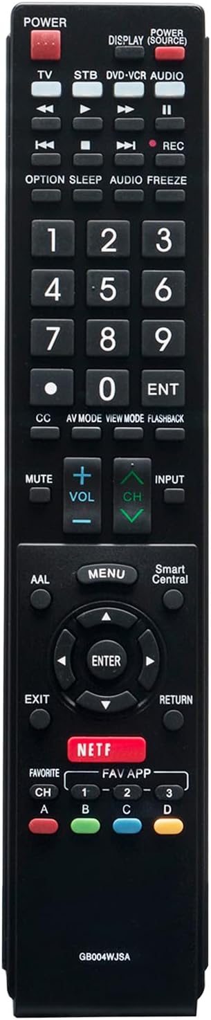 GB004WJSA Replace Remote Applicable for Sharp AQUOS TV LC-60C7500U LC-80C6500U LC-70LE650U LC-42LE540U LC-46LE540U LC-40LE830U LC-40LE830UA LC-40LE830UB LC-40LE832U LC-52C6400U LC-52LE640U LC-70LE640U