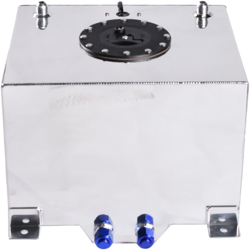 Autoforever Fuel Cell 8 Gallon 30L Aluminum Fuel Gas Tank Polished Racing Street Drift Strip Fuel Tank with Level Sender Silver
