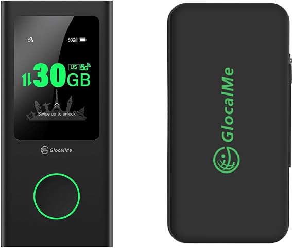 GlocalMe Numen Air 5G Hotspot with 30GB US/CA/MX Data 60Days and Protective Travel Case
