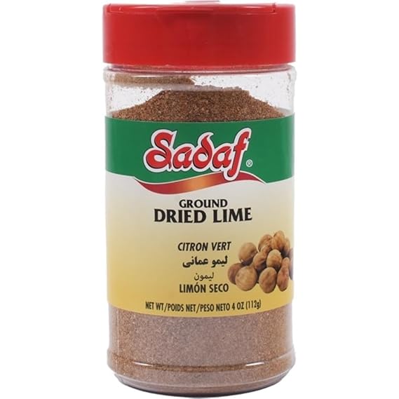 Sadaf Ground Dried Lime - Limoo Omani - Dried Lime Powder for Cooking & Food Flavoring - Grounded - Kosher & Vegetarian - 4 Oz Bottle With Shaker Top