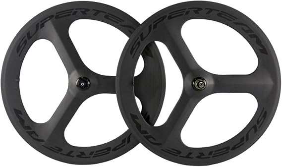Superteam Road Bike 3 Spoke Wheelset 70mm 23mm Clincher Carbon Wheel with Matte Finish