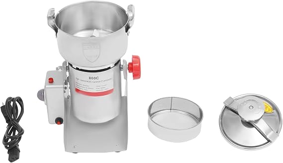 Electric Grain Grinder 30000RPM, 800g(1.76lbs) Stainless Steel Commercial & Home Use, 3500W Heavy Duty Flour Mill for Rice/Spices/Coffee/Corn, 50-300 Mesh Adjustable with Timer