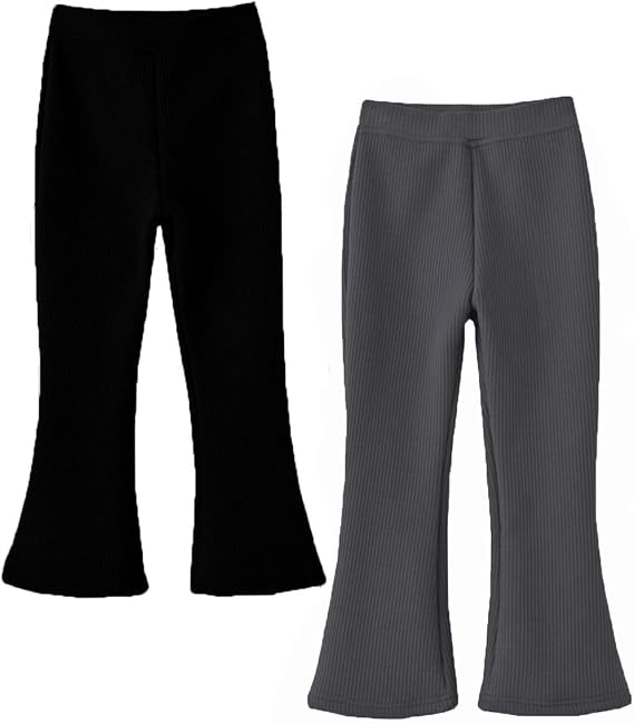 Toddler Girl Flare Pants Leggings for Girls Black Fleece Lined Warm Bell Bottoms Leggings Wide Leg Pants