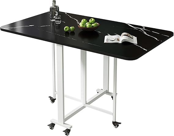 Folding Dining Table, Foldable Kitchen Table, Drop Leaf Extension Dining Table, Modern Space Saving Extendable Kitchen Desk, Folding Dining Table Open Shelf, for Small Spaces/Farmhouse/Living Room (C