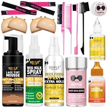 Lace Tint Mousse Wig Milk Spray for Synthetic Hair, Leave-in Conditioner Spray Conditioner & Detangler Moisturizer, Wig Glue for Lace Front Wigs Strong Hold Hair Adhesive Wigs Accessory Essentials Kit