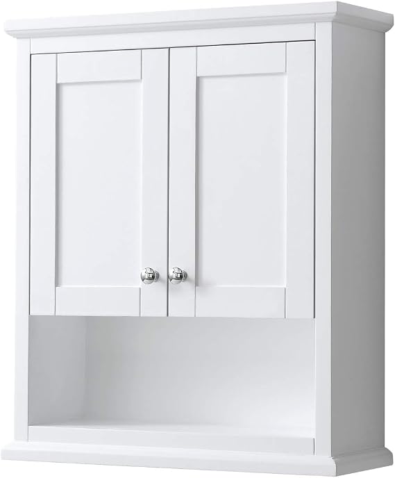 Wyndham Collection Avery Wall-Mounted Bathroom Storage Cabinet in White
