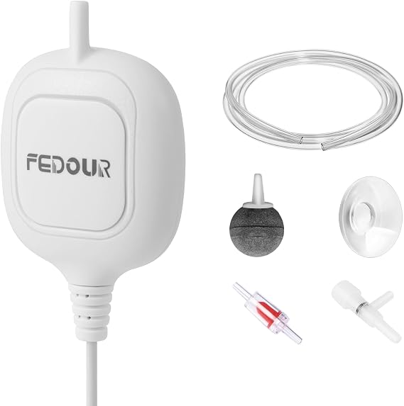FEDOUR Mini Whisper Aquarium Air Pump, Nano Ultra Quiet Fish Tank Aerator, Hang-on Fish Tank Bubbler Pump for Up to 50L Betta Tank, Nano Aquarium, Fish Bowl