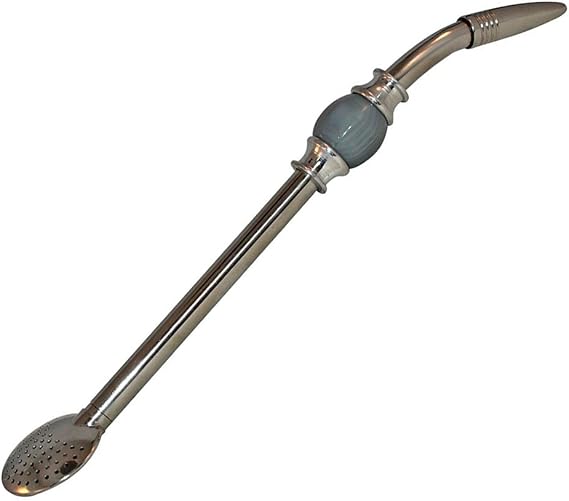 RECHERE Stainless Steel Yerba Mate Tea Bombilla Gourd Drinking Straw Filter Silver (Grey)