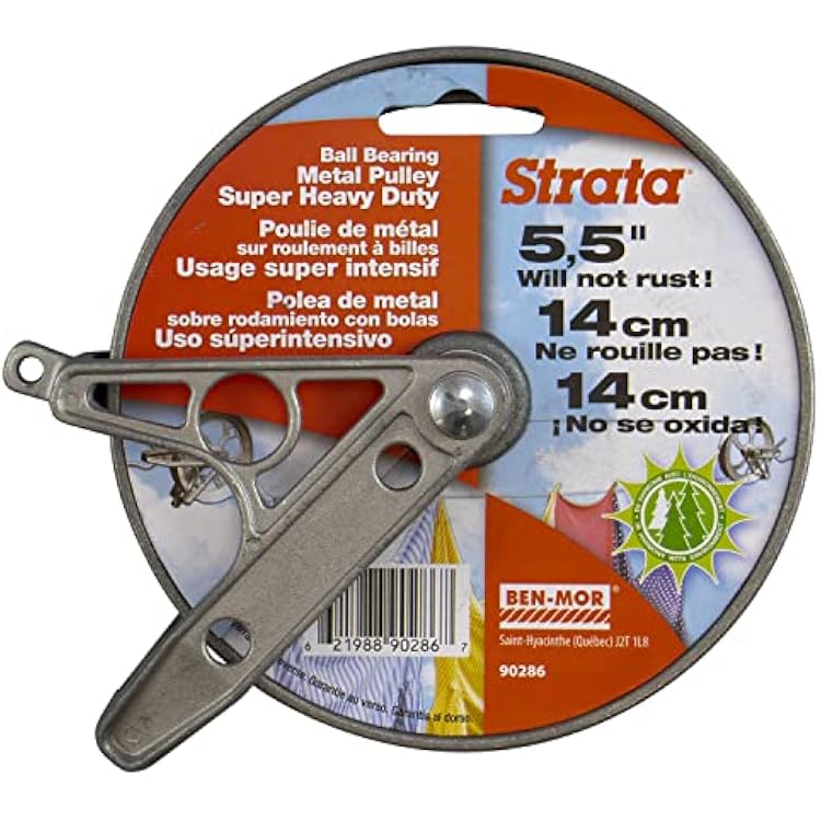 Strata Ball Bearing Style Clothesline Pulley - 5.5 Heavy Duty Metal, Rustproof Silver for Outdoor Laundry Drying, Clothes Line Pulley for Clothes, Coats, Blankets, and More 1 Unit