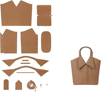 POPSEWING Leather Collar Handbag DIY Kit, DIY Crossbody Shoulder Bag with Sewing Kits, Handmade Bag Kit for Mom Girlfriend Birthday Gift (Brown)