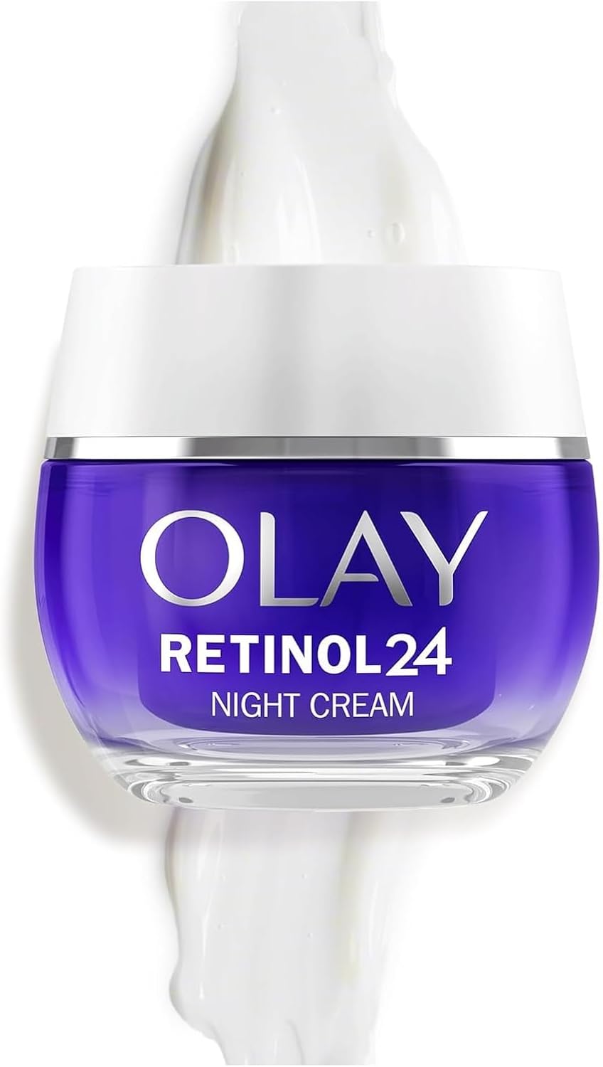 Olay Retinol 24 Night Cream Face Moisturiser - Anti-Aging Skincare with Antioxidant Vitamin E, Overnight Face Cream that Smooths, Renews, and Hydrates, 50ml