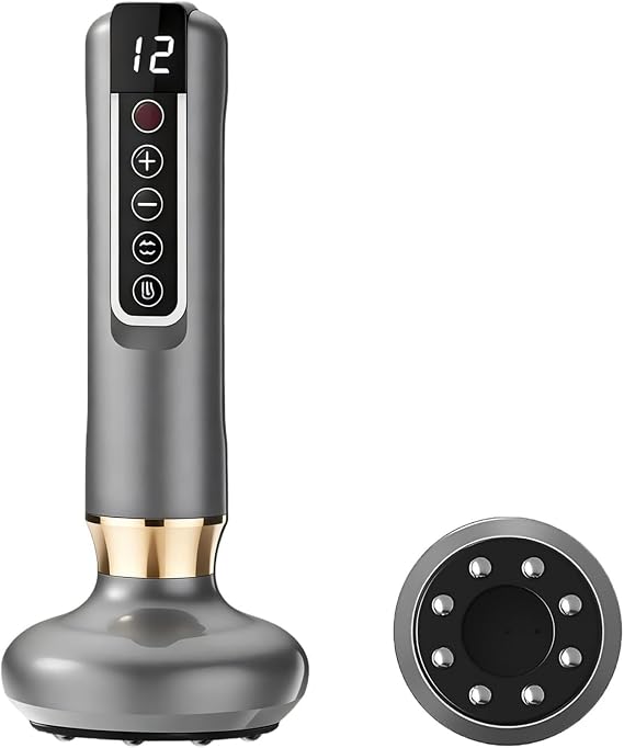 Cellulite Massager, Anti Cellulite Massage Oil, Electric Cupping Massager with 12 Suction Modess for Arms, Legs, Body & Back, Handheld Machine Masseur Anti-Cellulite (Grey)