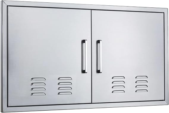 Vented Outdoor Kitchen Doors-42 W x 21" H-Stainless Steel BBQ Double Access Door,Flush Mount for Outdoor Kitchen and BBQ Island