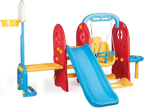 DOLU : 7-in-1 Playground - Backyard & Outdoor Toy, Swing, Slide, Basketball Hoop & More, Durable Waterproof Plastic, Kids & Toddlers Ages 2+