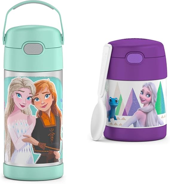 THERMOS FUNTAINER Frozen 2 Kids Bottles and Food Jars Bundle (12oz and 10oz)