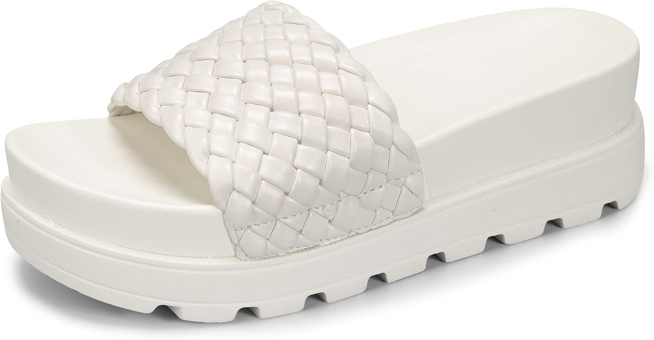 LUCKY STEP Women's Chunky Platform Braided Slide Sandals