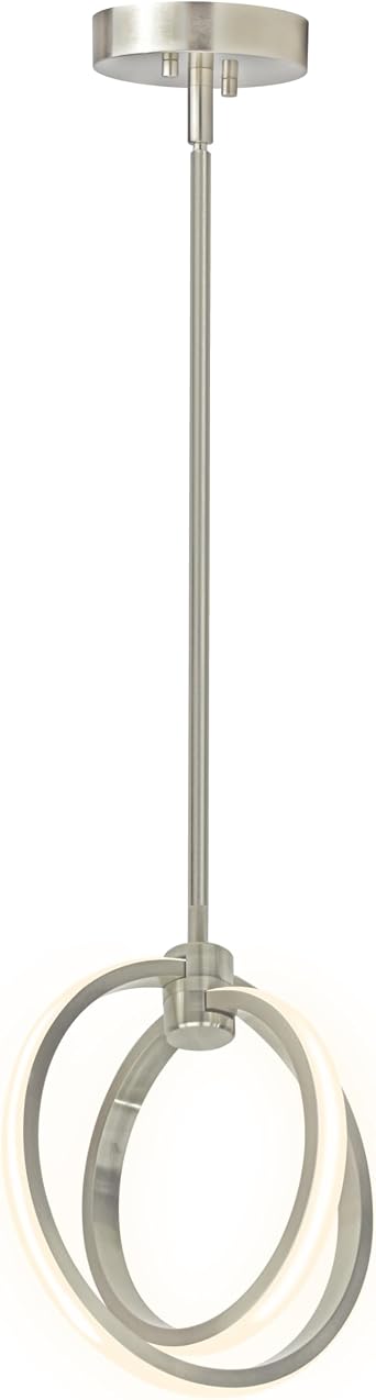 Ultralux Jaiya Orb LED Pendant - Dimmable 1150 Lumens 3000K - 20W Pendant Lighting for Kitchen Island - Hanging Light Fixtures for Hallway, Dining Room, Bar, Living Room Lighting (Brushed Nickel)