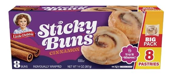 Little Debbie Big Pack Cinnamon Sticky Buns 14oz, 8 per box (3 boxes)